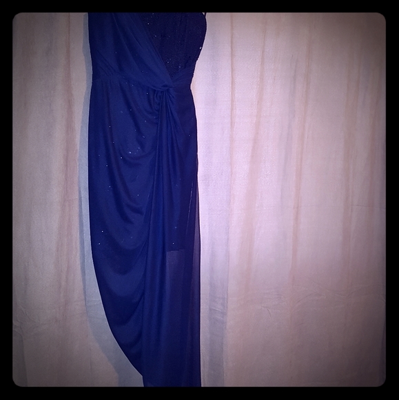Strapless navy flowy dress - Picture 1 of 7